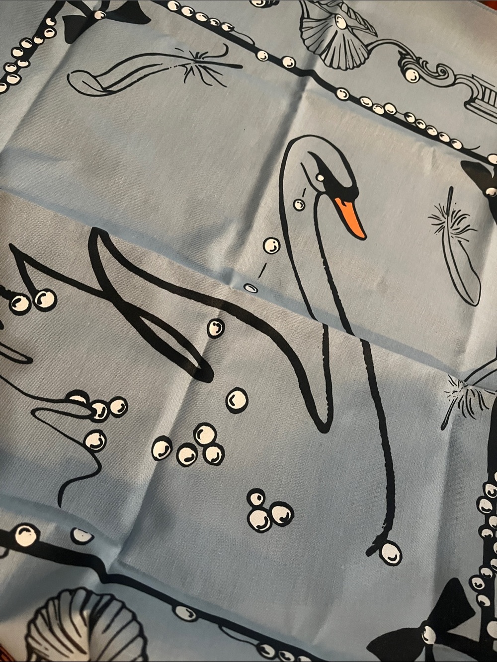 Catbird Swan Bandana — Light Blue with Black & Orange Swan Design